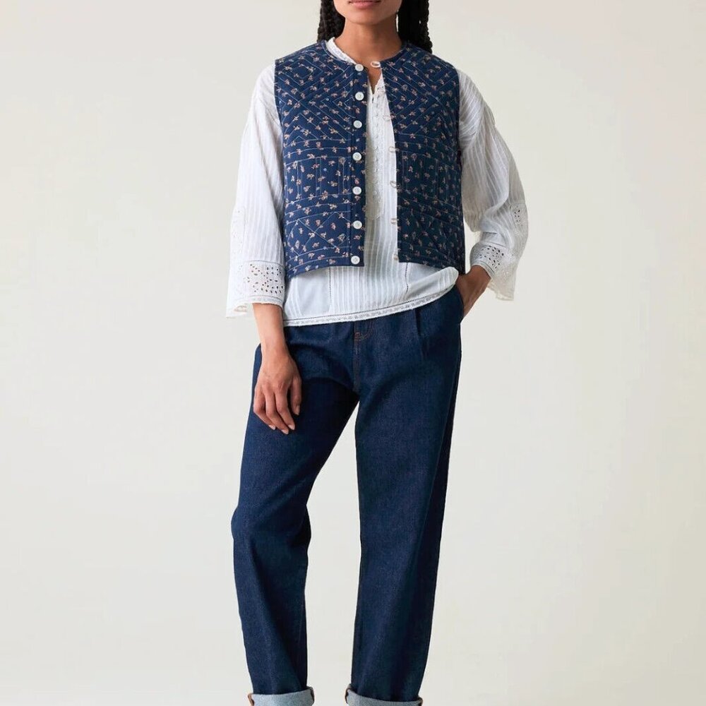 Leon & Harper Voisin Bellis Jacket Reversible Floral Printed Vest S